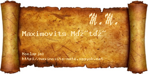 Maximovits Máté névjegykártya